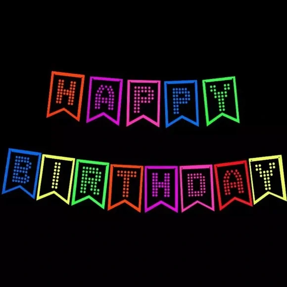❌SOLD❌ Glow in the Dark Happy Birthday Banner, New - Picture 1 of 11